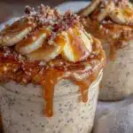 creamy peanut butter banana overnight oats - featured image