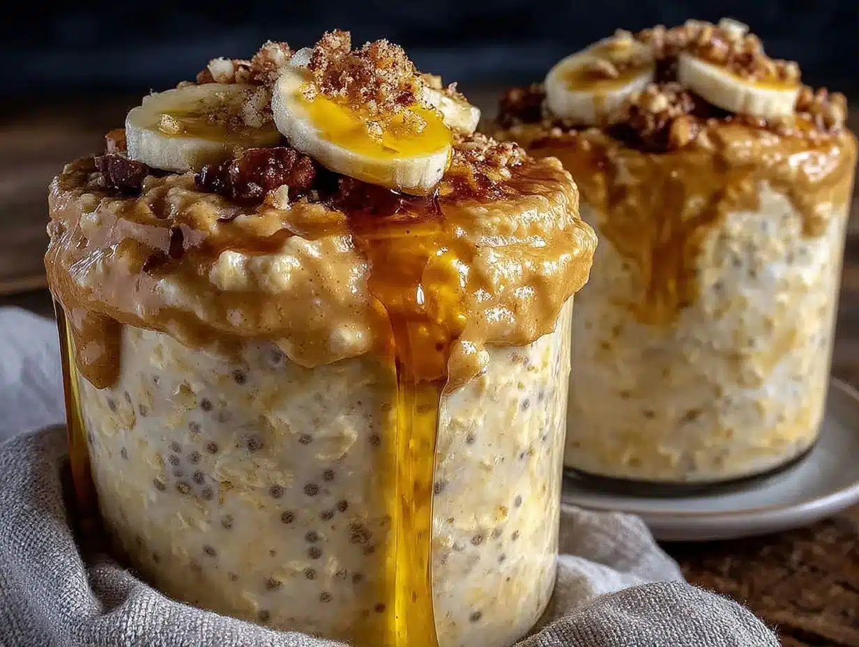 creamy peanut butter banana overnight oats preparation steps