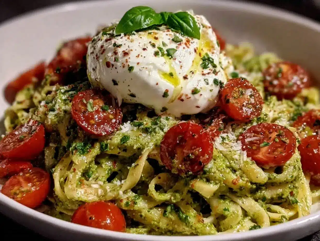 creamy pesto pasta preparation steps