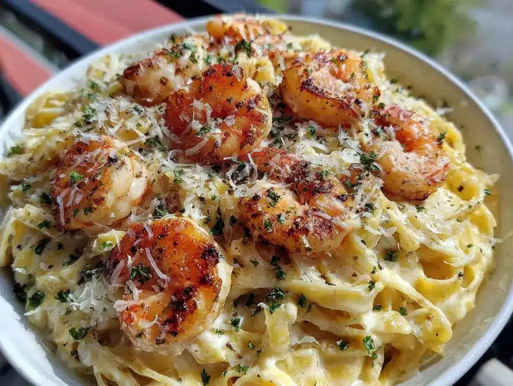 creamy shrimp alfredo - featured image