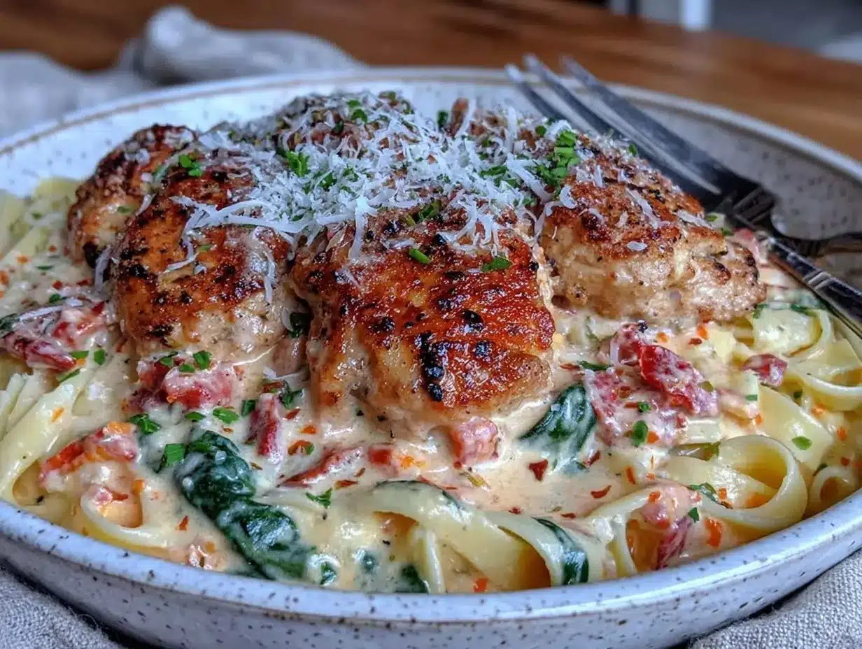 creamy tuscan chicken pasta preparation steps