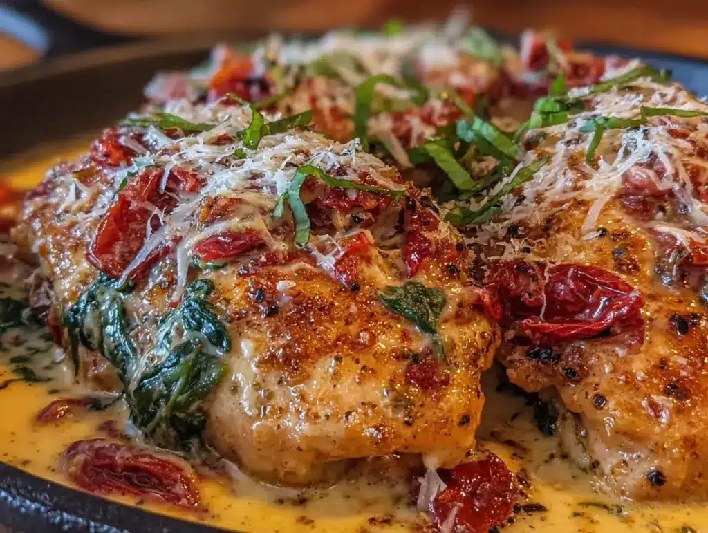 creamy tuscan chicken skillet - featured image
