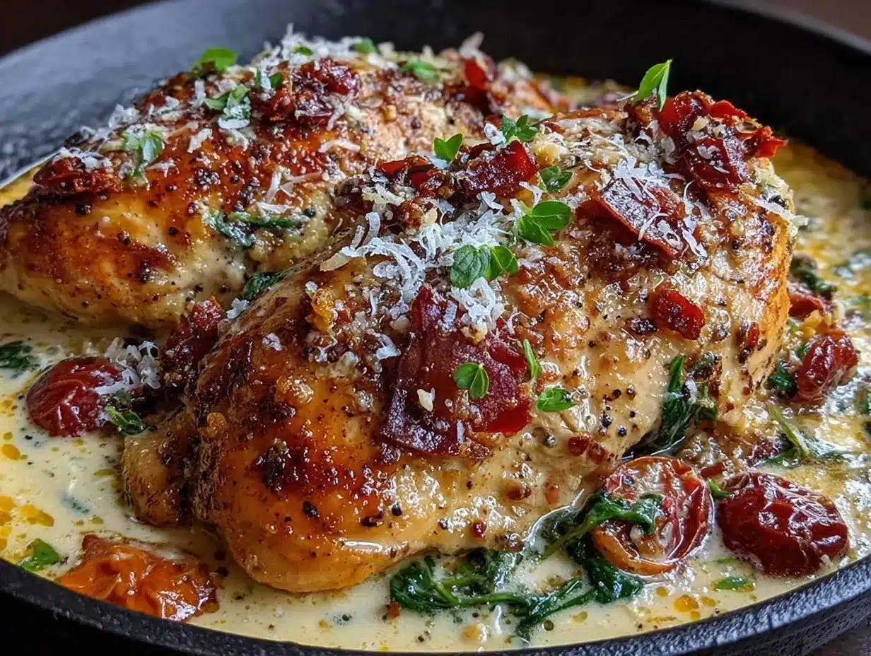 creamy tuscan chicken skillet preparation steps