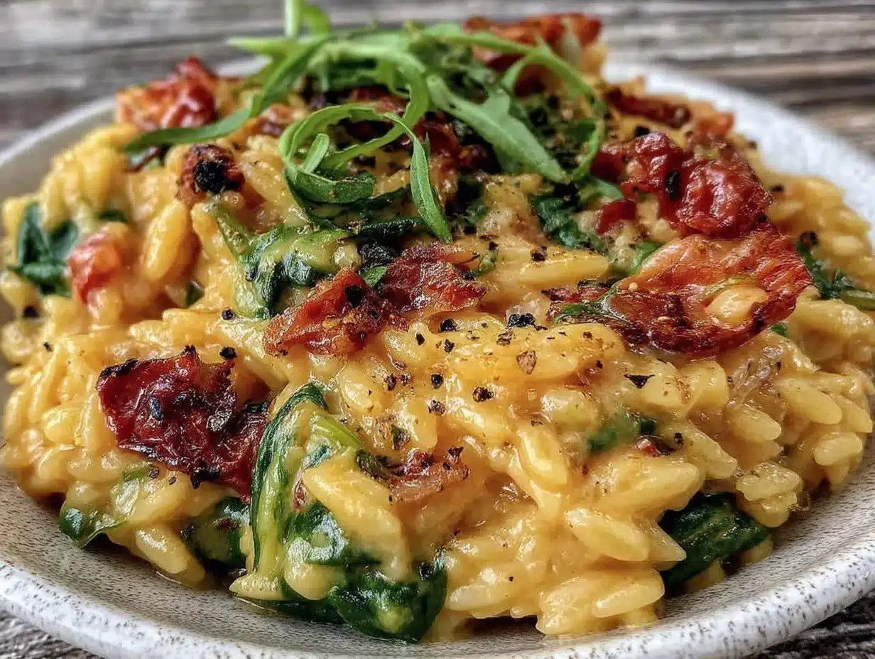 creamy tuscan orzo with spinach preparation steps