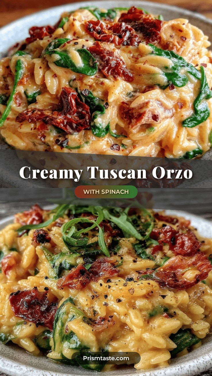 creamy tuscan orzo with spinach recipe