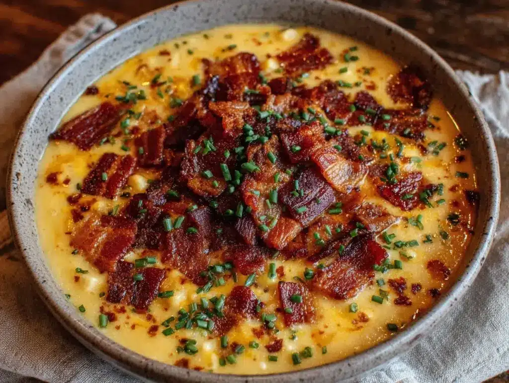 creamy yellow squash smoked bacon corn chowder - featured image