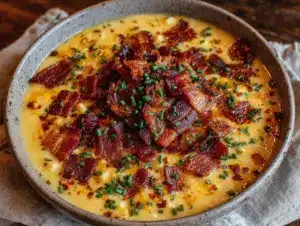 creamy yellow squash smoked bacon corn chowder - featured image