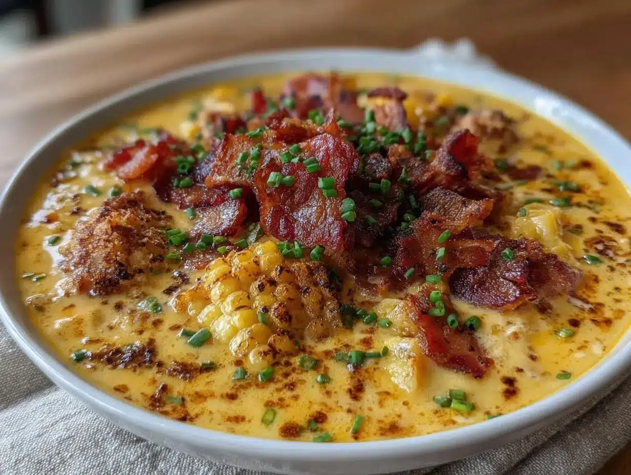 creamy yellow squash smoked bacon corn chowder preparation steps