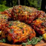 crispy air fryer lemon herb chicken thighs - featured image