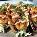 crispy bang bang shrimp tacos - featured image