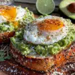 crispy everything bagel avocado toast with poached egg - featured image