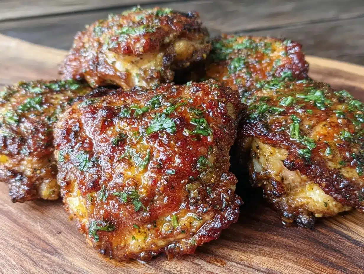 crispy garlic butter air fryer chicken thighs preparation steps