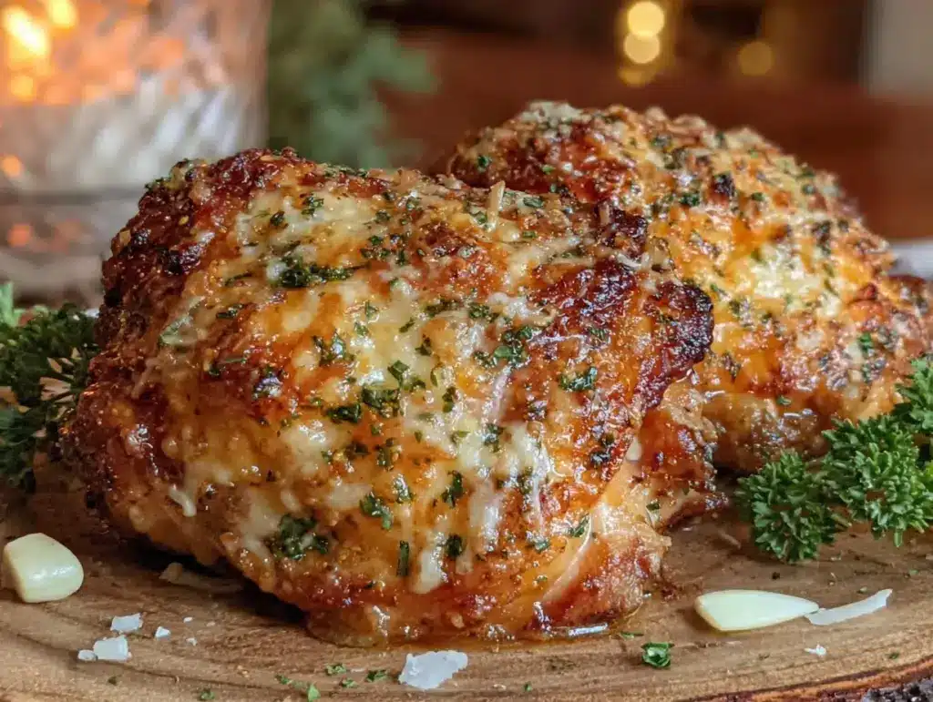 crispy garlic parmesan chicken thighs - featured image