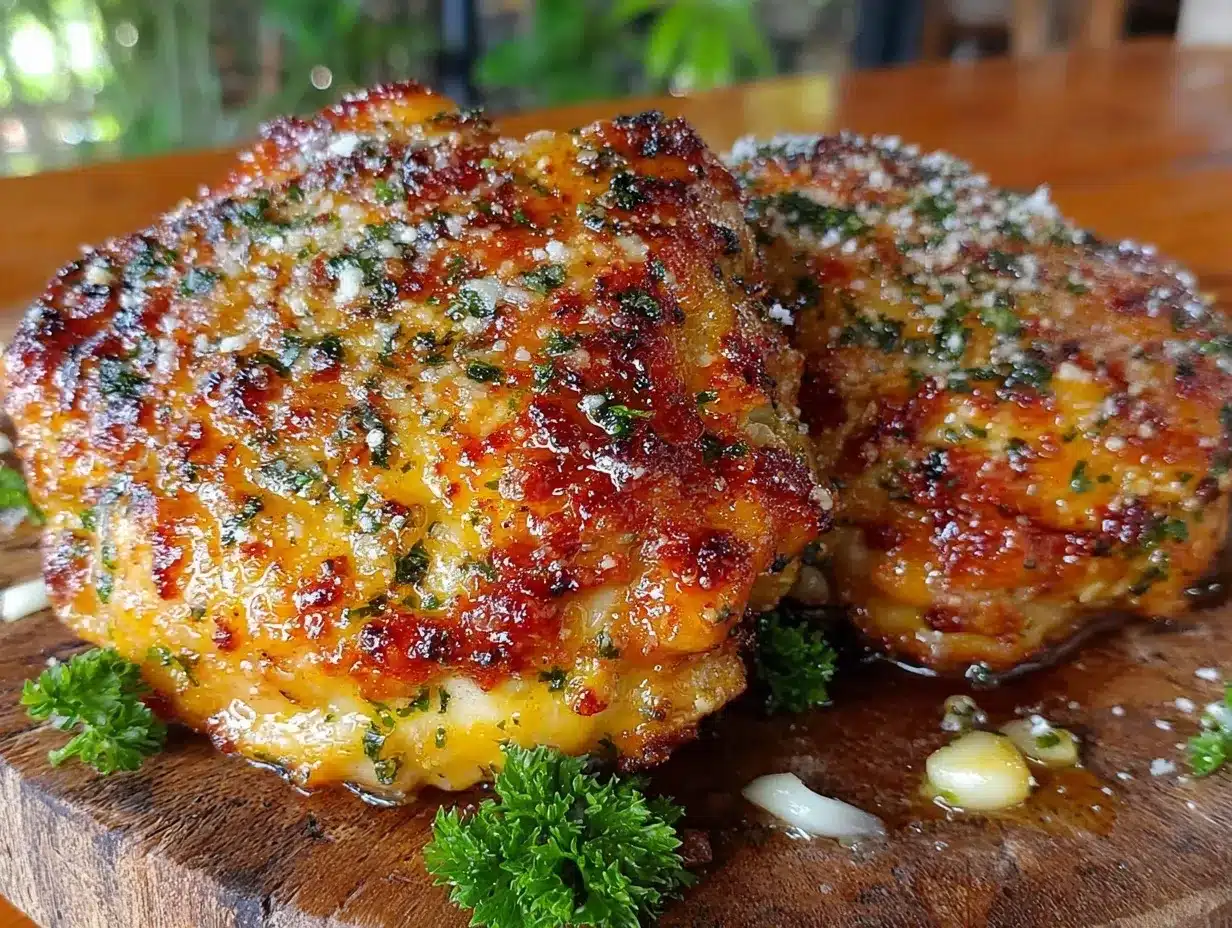 crispy garlic parmesan chicken thighs preparation steps