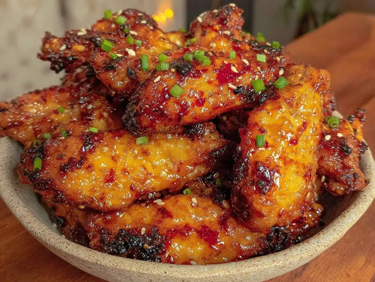 crispy honey-sriracha glazed chicken wings preparation steps