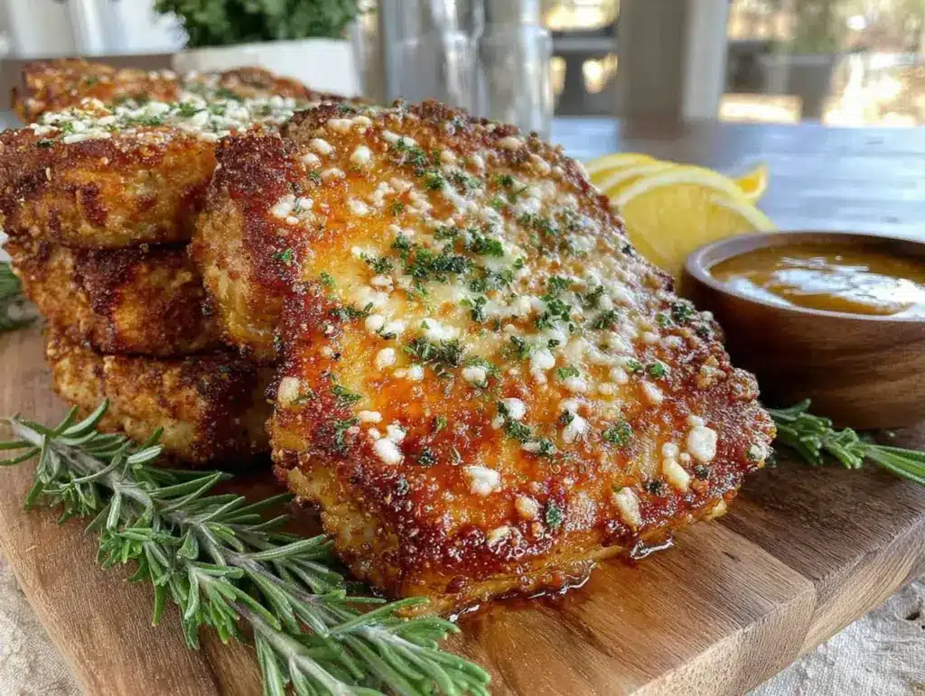 crispy parmesan crusted pork chops air fryer recipe - featured image