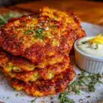crispy parmesan zucchini fritters - featured image