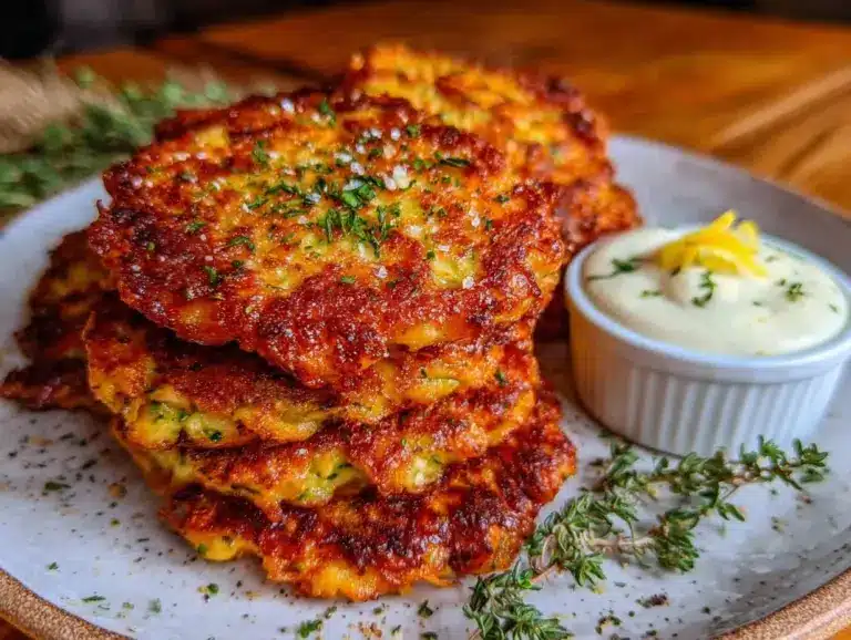 crispy parmesan zucchini fritters - featured image