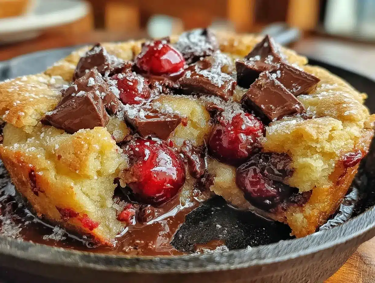 dark cherry chocolate chunk skillet cookie preparation steps