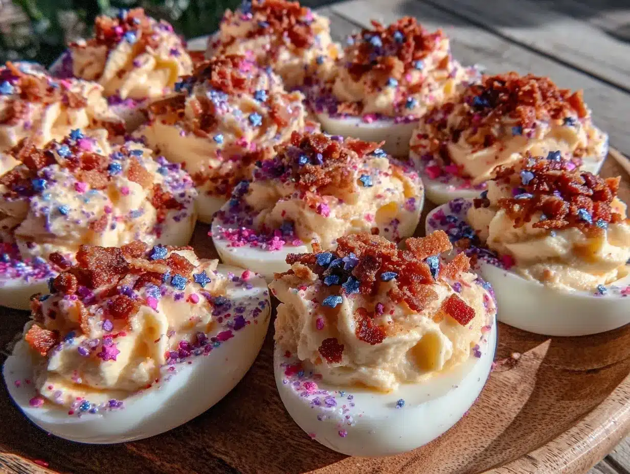 deviled eggs with crispy bacon bits preparation steps