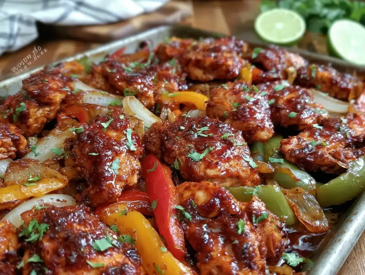easy crispy sheet pan chicken fajitas preparation steps