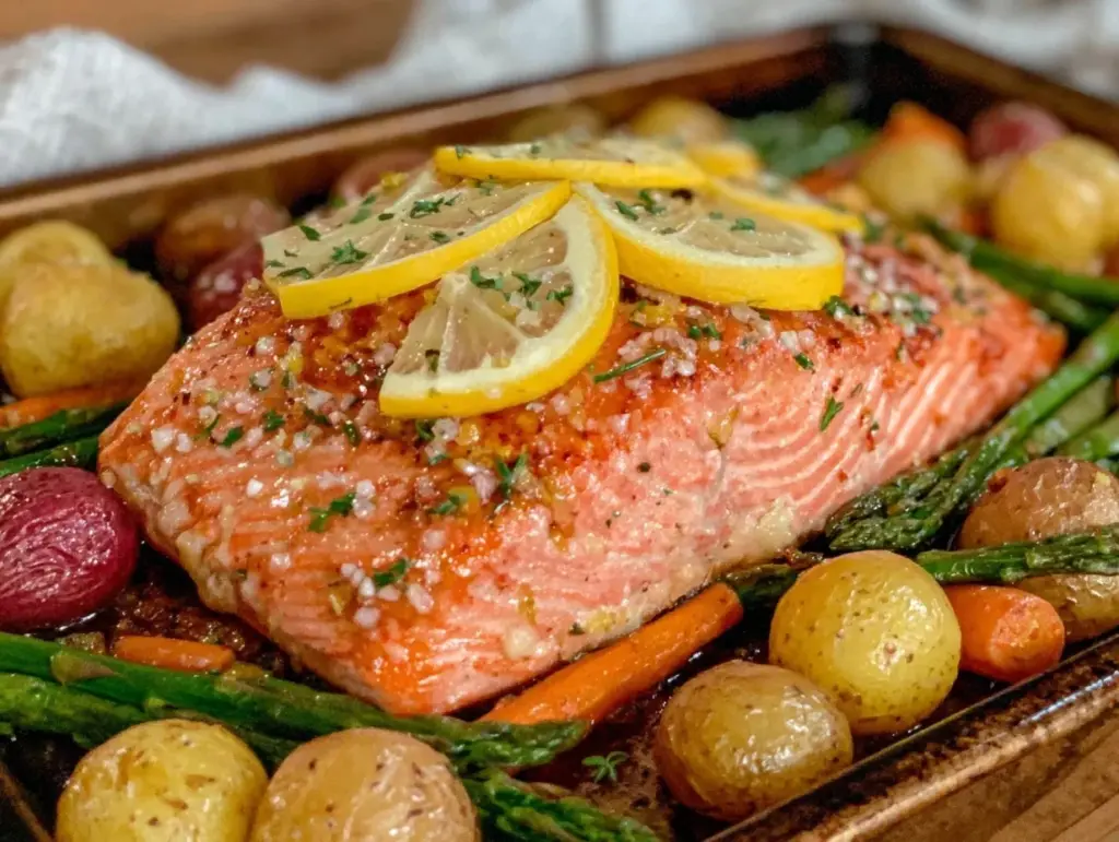 easy crispy sheet pan salmon - featured image