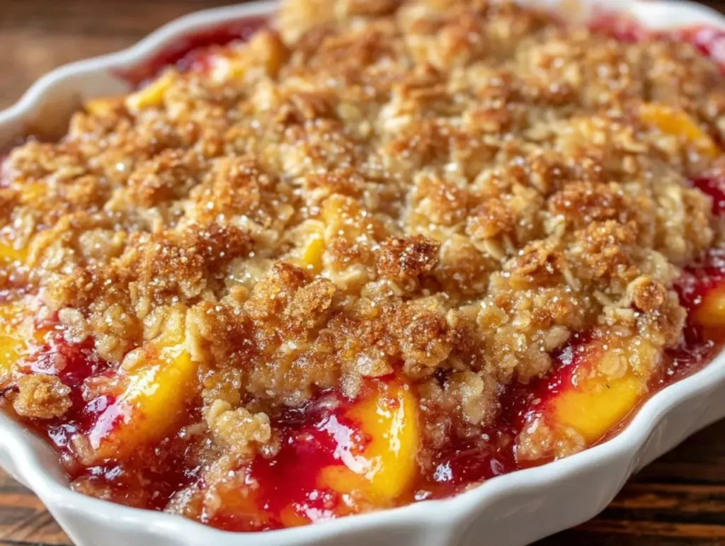easy peach crisp recipe - featured image