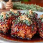 easy sticky honey garlic chicken thighs recipe - featured image