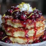 fluffy blueberry lemon ricotta pancakes - featured image