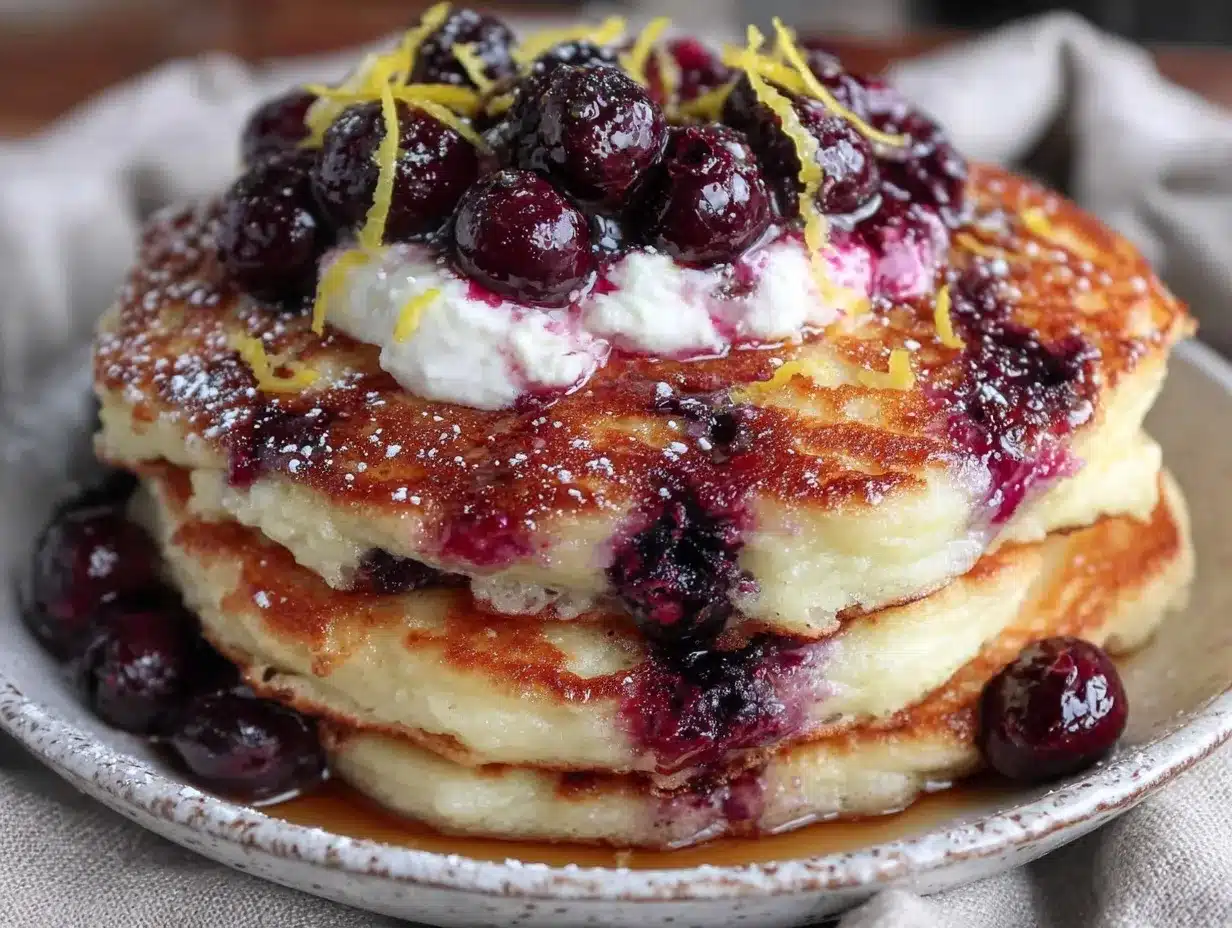 fluffy blueberry lemon ricotta pancakes preparation steps