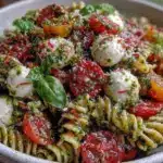 fresh caprese pasta salad - featured image