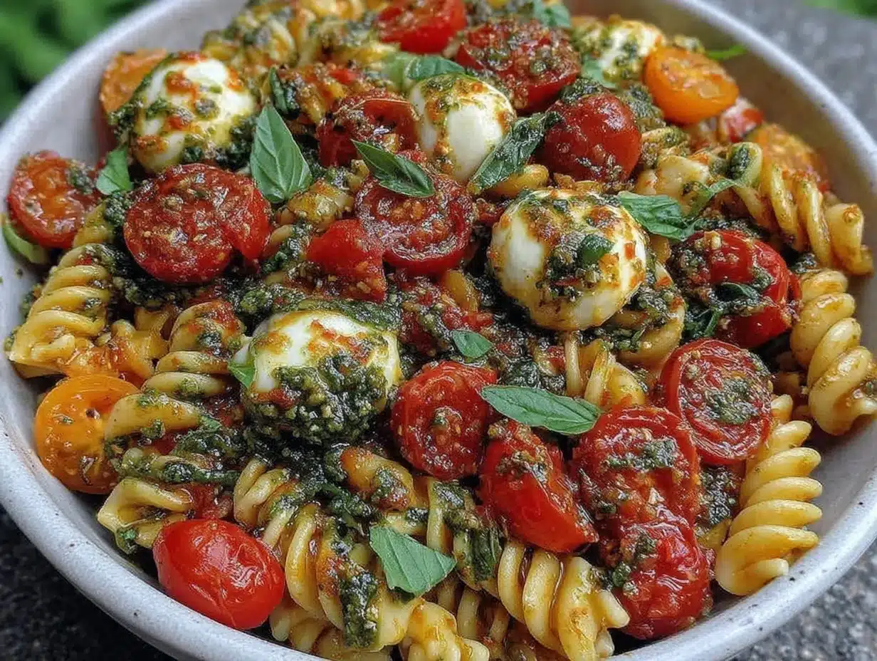 fresh caprese pasta salad preparation steps