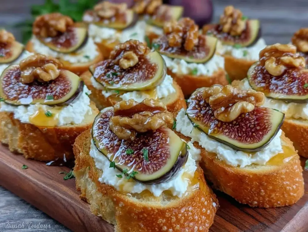 fresh fig and honey goat cheese crostini - featured image