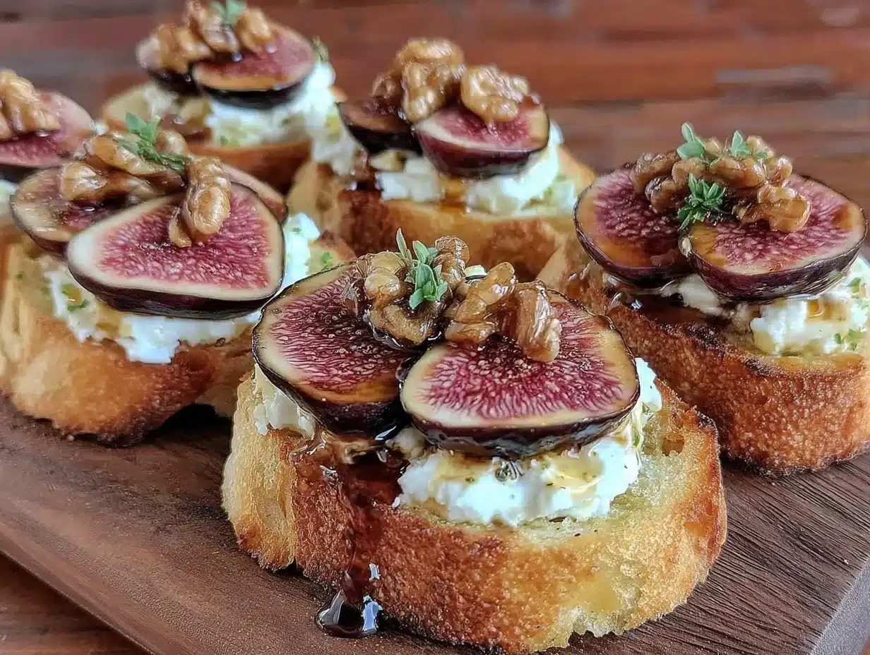 fresh fig and honey goat cheese crostini preparation steps