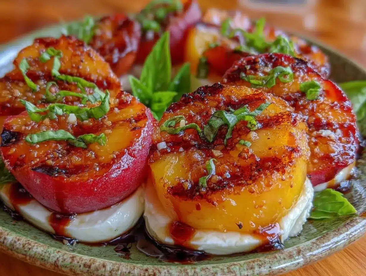 fresh grilled nectarine caprese salad preparation steps