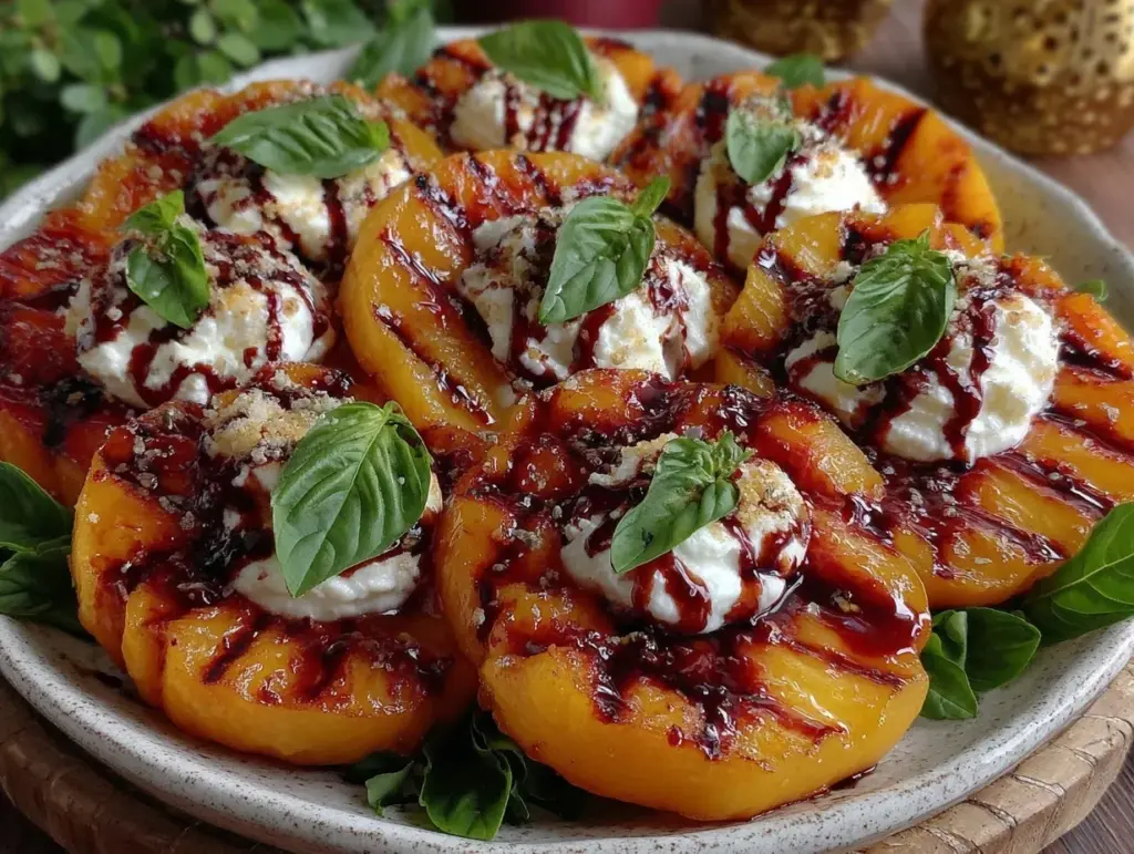Fresh Grilled Peach and Burrata Salad - featured image