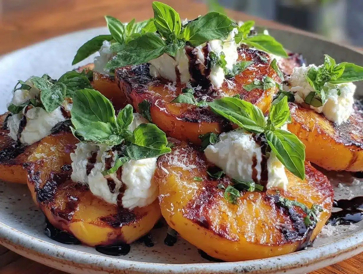 Fresh Grilled Peach and Burrata Salad preparation steps