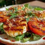 fresh grilled peach burrata salad - featured image