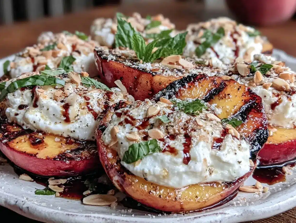 fresh grilled peach burrata salad preparation steps