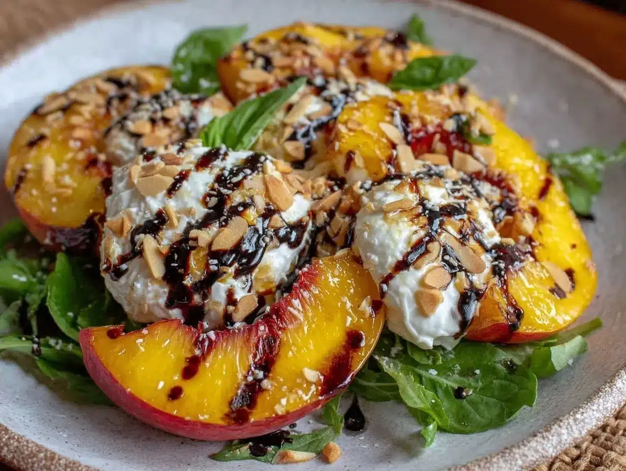 fresh grilled peach burrata salad preparation steps