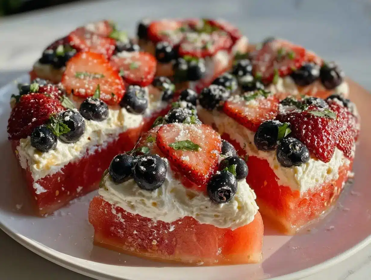 fresh patriotic watermelon pizza preparation steps