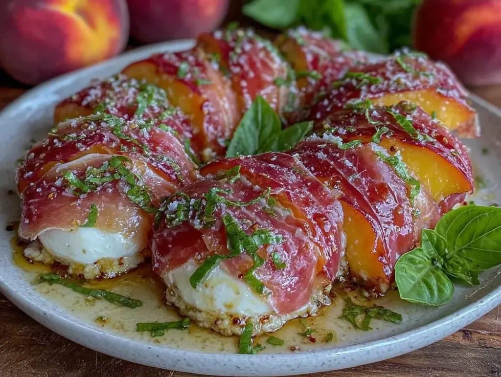 fresh peach caprese - featured image