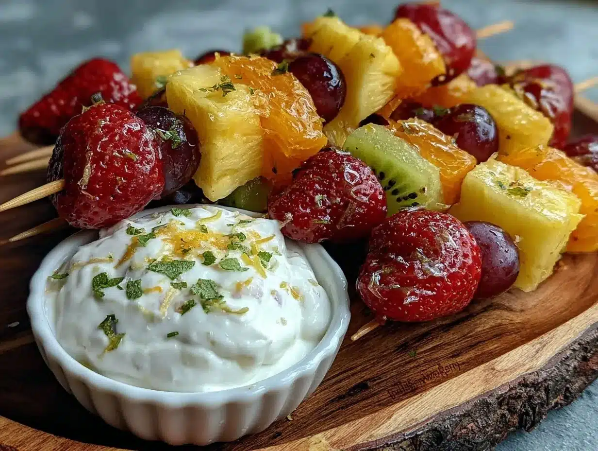fresh rainbow fruit kabobs preparation steps