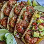 garlic butter shrimp tacos - featured image
