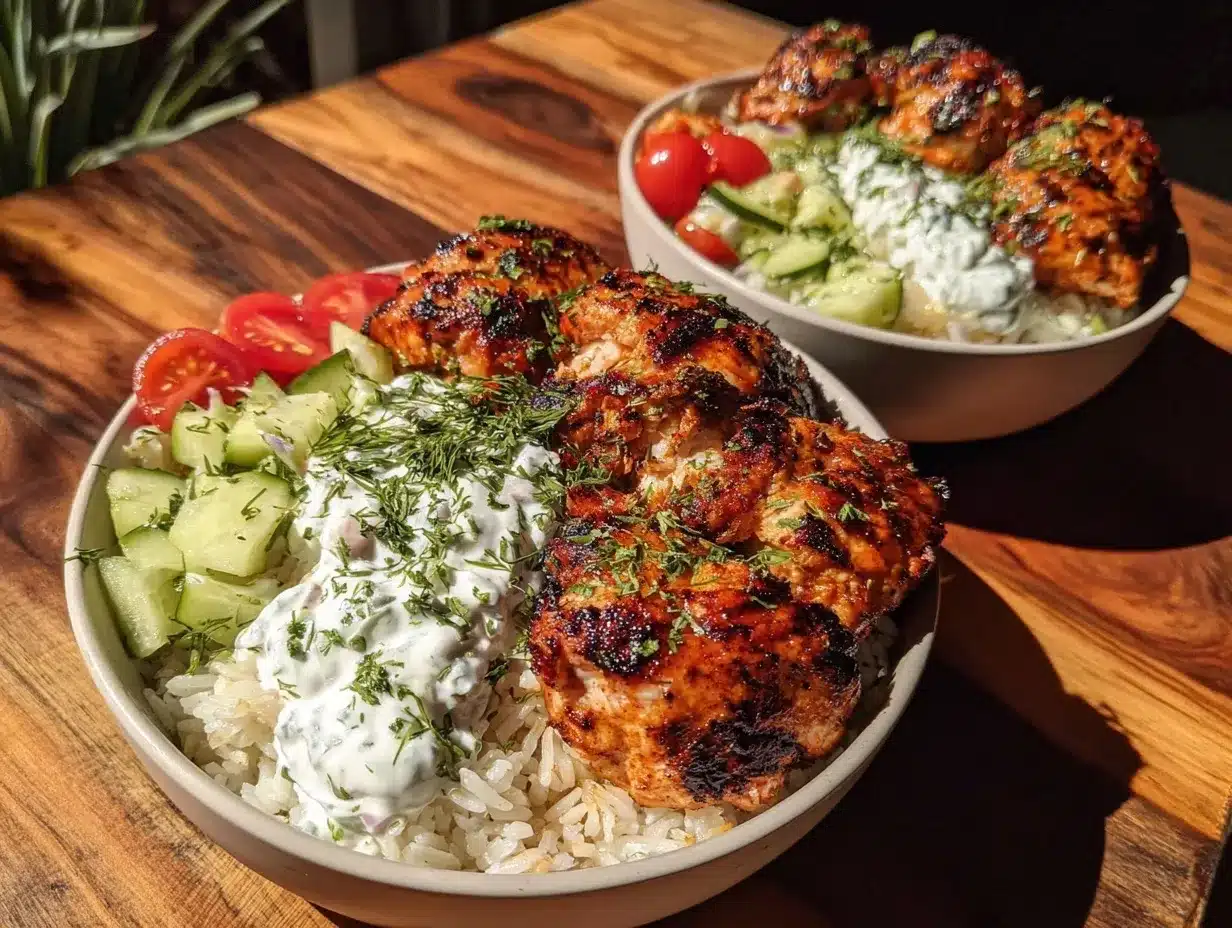 Greek chicken bowl preparation steps