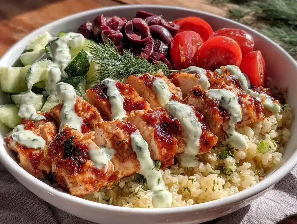 Greek chicken grain bowl - featured image