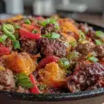 healthy ground beef and sweet potato hash - featured image
