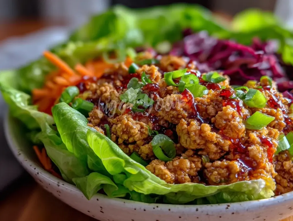 healthy ground turkey lettuce wrap bowl - featured image