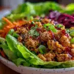 healthy ground turkey lettuce wrap bowl - featured image
