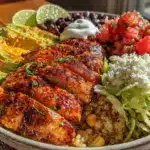 high-protein chicken burrito bowl - featured image